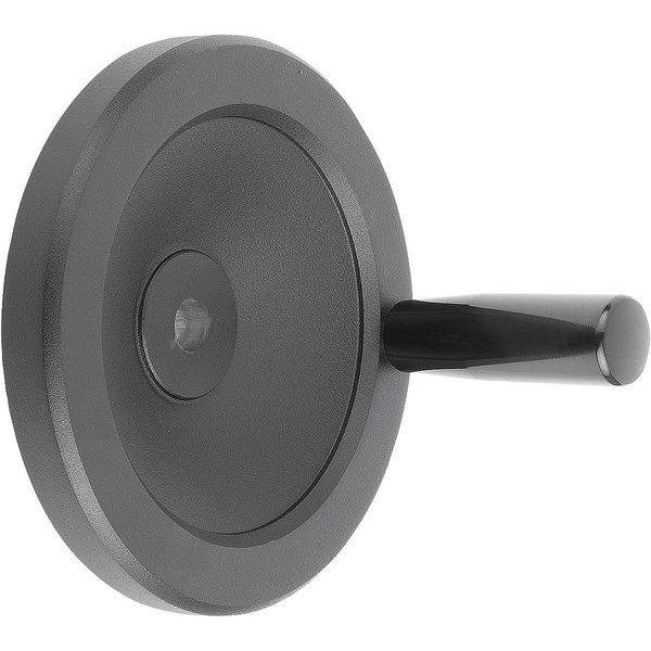 Kipp Disc Handwheel D1=160 Reamed Hole D2=16H7 Aluminum, Black Powder, Comp:Thermoset, Revolving Grip K0161.41160X16